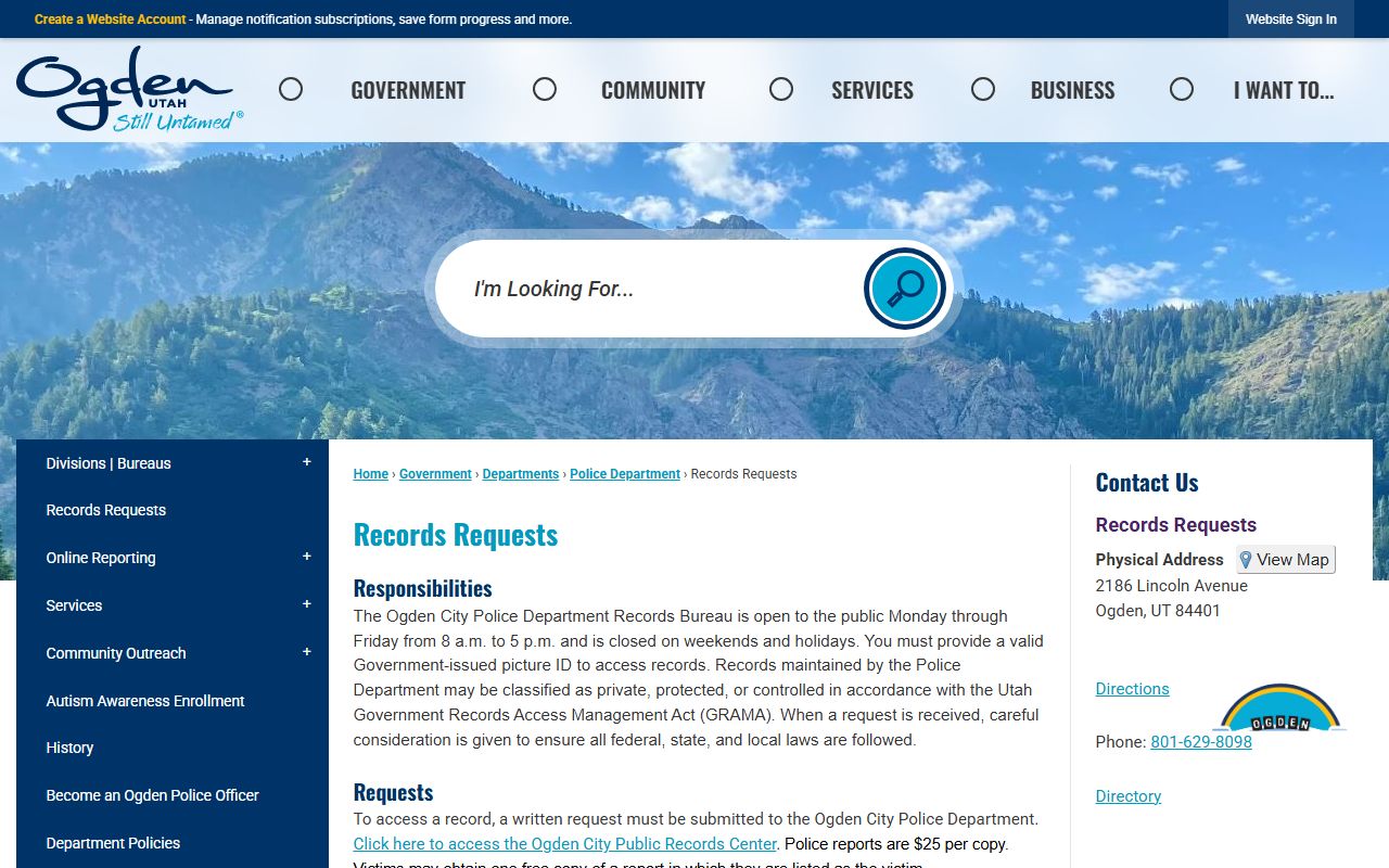 Ogden Jail Roster and police records resource