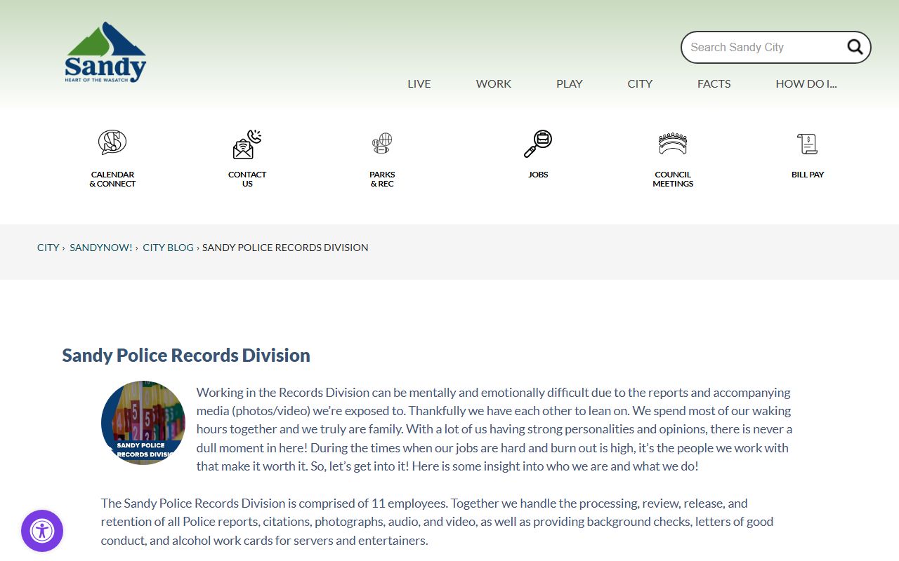 Sandy Jail Roster and police records resource