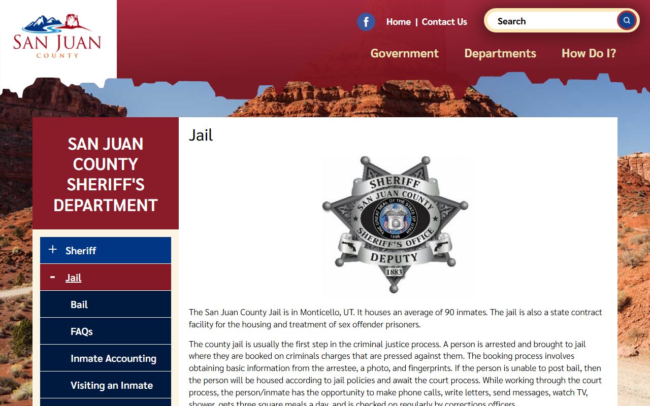 San Juan County Jail Roster inmate inquiry page